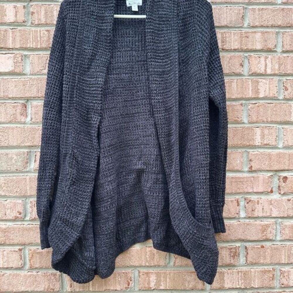 Women's Gray Open-Front Sweater